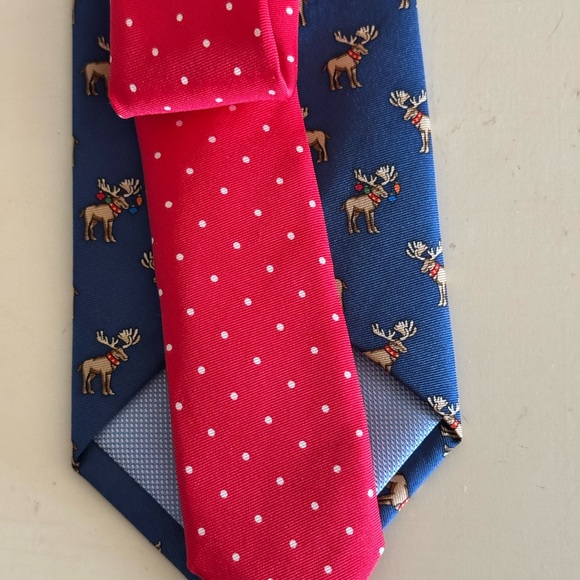 TOMMY HILFIGER Christmas Holiday Moose Print 100% Silk Men’s Tie - Picture 6 of 8